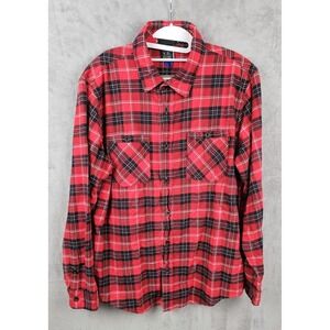 Burton Favorite Flannel LS‎ Mens Large Red Black Plaid Button Up Shirt 23402